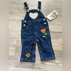 Carter’s Watch the Wear Denim Overalls with Heart and Flower Embroidery